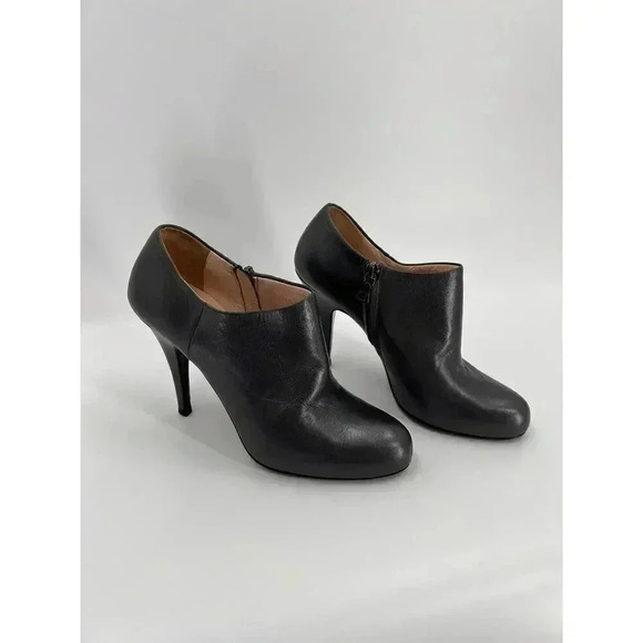 PRADA Mordore Gray Leather Side Zip Ankle Boots Booties Size US 6 EU36 Excellent - Picture 1 of 10